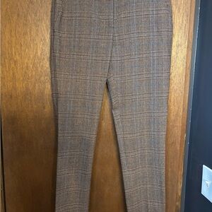 Harlowe & Graham Brown Plaid Straight Leg Pants